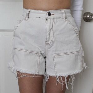Pacsun White Frayed Cargo Shorts
